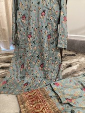 Pakistani Embroidered Bust 38 Medium Cotton Silk Fancy Outfit