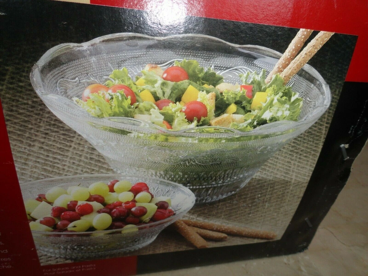 Glass serving bowl with stand sale