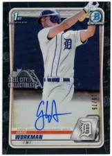 Gage Workman 2020 Bowman Draft 1st Bowman Chrome Black Refractor Auto 10/75