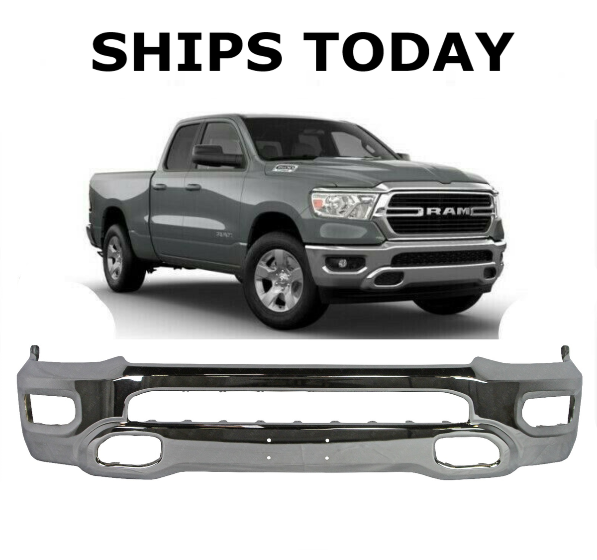 NEW Chrome Front Bumper For 2019-2024 RAM 1500 New Body Style