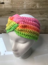 NEW Handmade Neon Twisted Crochet Headband Earwarmer Knit Turban Green Pink