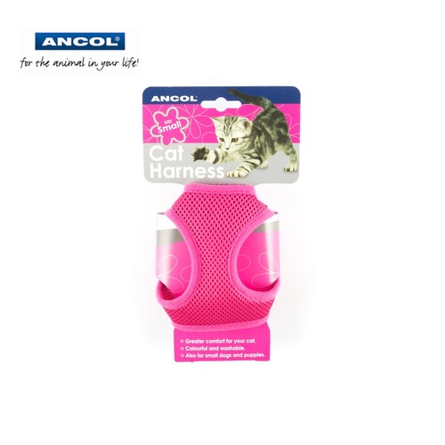 Ancol Cat Kitten Pet Soft Mesh Harness & Lead Black Pink Free UK P&P - Picture 5 of 7