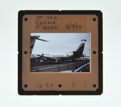 35MM SLIDE AIRCRAFT 1984 - SAAB SF-340 COMAIR AT FARNBOROUGH A90