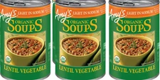 Amy's Organic Light In Sodium Lentil Vegetable Soup 14.5 oz ( Pack of 3 )