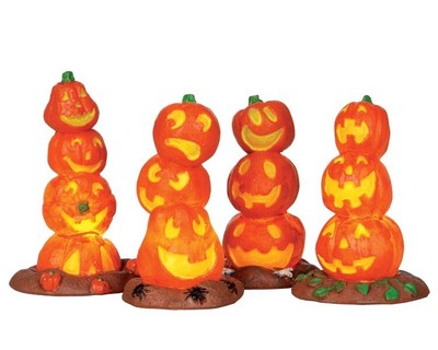 LEMAX 34623, Halloween Light up Pumpkin Stack, Beleuchtet