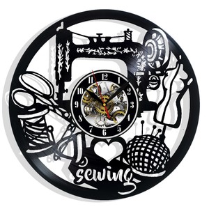 Sewing Machine Salon Vinyl Wall Clock Record Gift Decor Sing Feast Day Woman Man