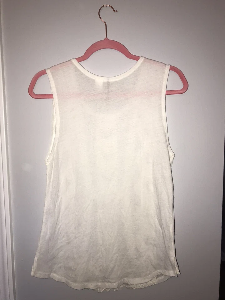 Element Sheer Cut Out Tank Top Small Cotton Blend Coastal Grandma White - Image 2 of 4