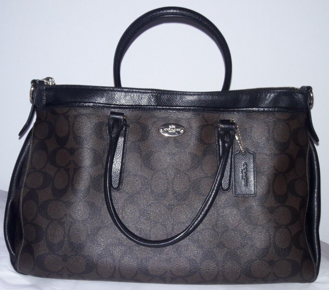 AUTHENTIC COACH MORGAN SIGNATURE PVC SATCHEL BAG PURSE F34617