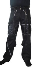 Bondagehose mit Riemen Zipper und Besatz - Gothic Punk Hose Pants Schwarz Bäres