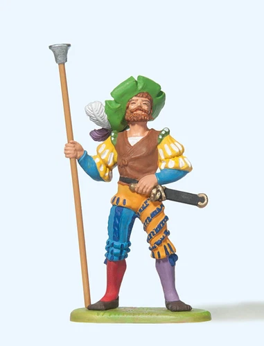 52313 Elastolin Preiser Landsknecht Stückknecht with Pipe Wiper, Scale 1:25