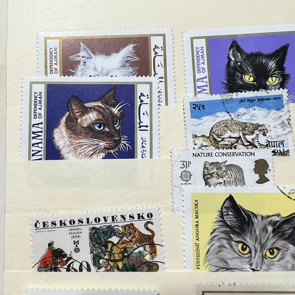 WORLDWIDE ANIMAL STAMPS LOT IN STOCK PAGE REPTILES, CATS, DOGS, HORNED & MORE - Image 2 of 4