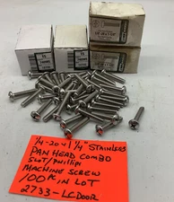 Stainless Steel Machine Screws, 1/4-20x 1 1/4”, Pan head COMBO(100 Pc In Lot)
