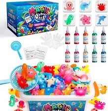 Magic Water Elf Toy Kit, Aqua Fairy Water Gel Kit with 10 Magic Gels, 6 Sea Crea