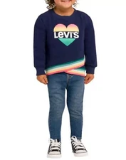 Levi's Toddler Girls' Fashion Crew and Jeans 2 Piece Set