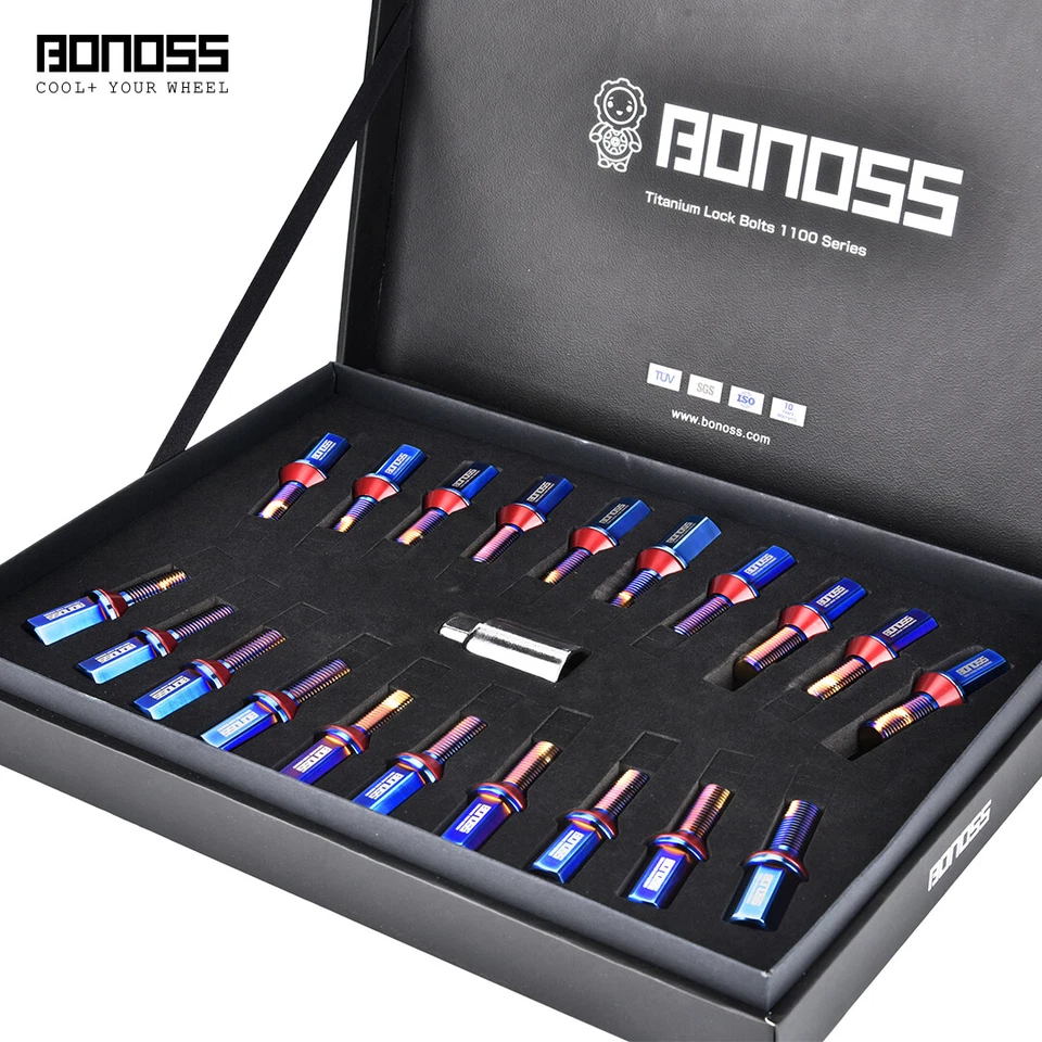 20x Pernos de rueda de bloqueo de titanio azul Ti 14x1,5 28 mm cónicos para Lamborghini Foto 2 de 4