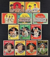 1959 Topps Baseball Lot 12 Cards Luis Aparicio Jim Bunning