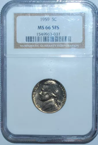1959 NGC MS66FS 5 Full Steps Jefferson Nickel