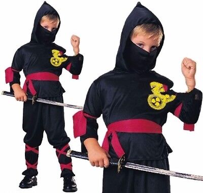 Ninja Assassin Costume Boys Kids Martial Arts Fancy Dress Outfit 
