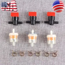 3Kit 1/4" In Line Fuel Gas Filter Shut Cut Off Valve Clamp for 