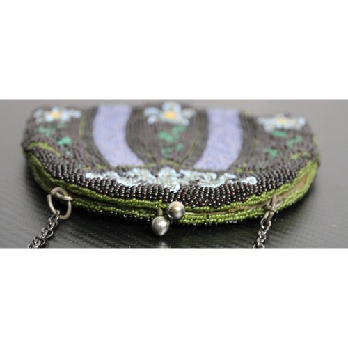 Early 1900s Hand Beaded Clutch w/Intricate Floral Design - Picture 7 of 8