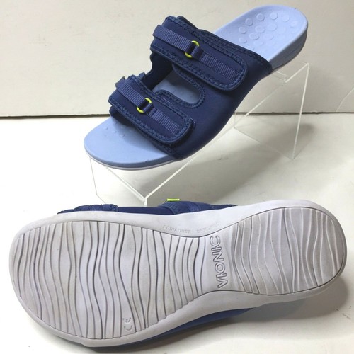 Vionic SARAH Women 9 BLUE Double Strap COMFORT Footbed Water/POOL Slides SANDALS | eBay