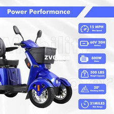 4 Wheels Travel Mobility Scooter 800W 60V 20AH Battery Motor fit Adult Senior