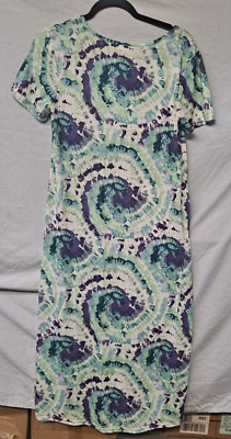 West Loop Long Dress Tie Dye Print T-Shirt Dress NWT Multicolor M
