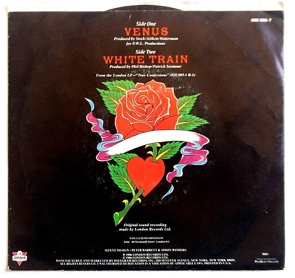 BANANARAMA - Venus / White Train - Vinyl 45rpm 1st Press  886-056-7 Pic Sleeve - Image 2 of 4