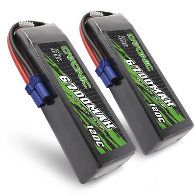 2X Ovonic 6700mAh 120C 4S Lipo Battery 14.8V EC5 For Arrma 1/5 1/7 1/8 Vehicle