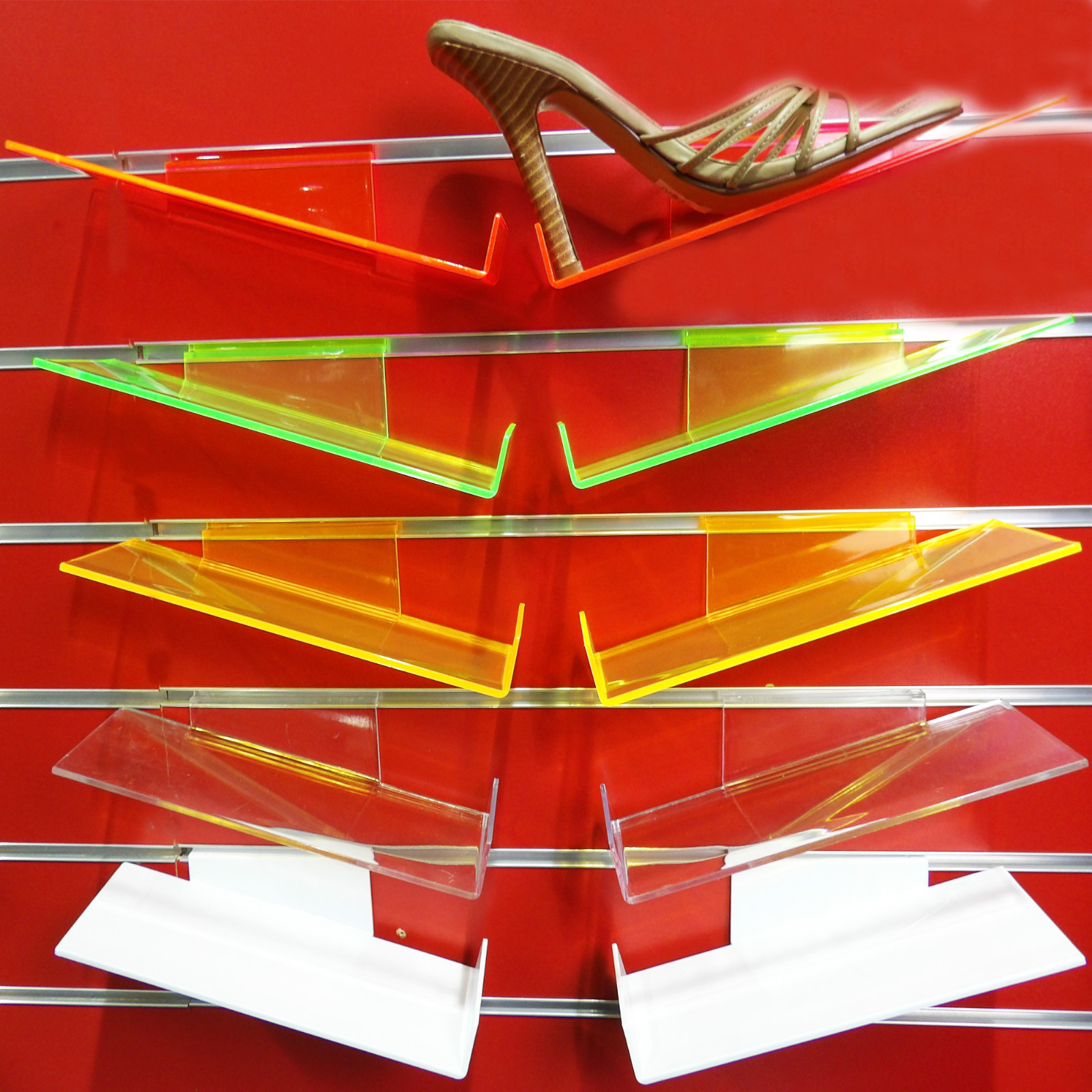 SLATWALL SLATBOARD DISPLAY SHELF/ SHELVES 23x11 cm SIZE AND PACKS SHOE