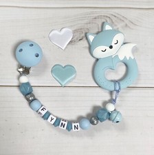 Bei kette Ring Dentizioned with Name Chain Silicone Fuchs Light Grey Bia