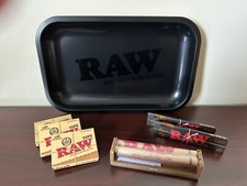 RAW Matte Black Tray, 2 KS Slim Black Papers, 3 Pre Rolled Tips, 110 Roller