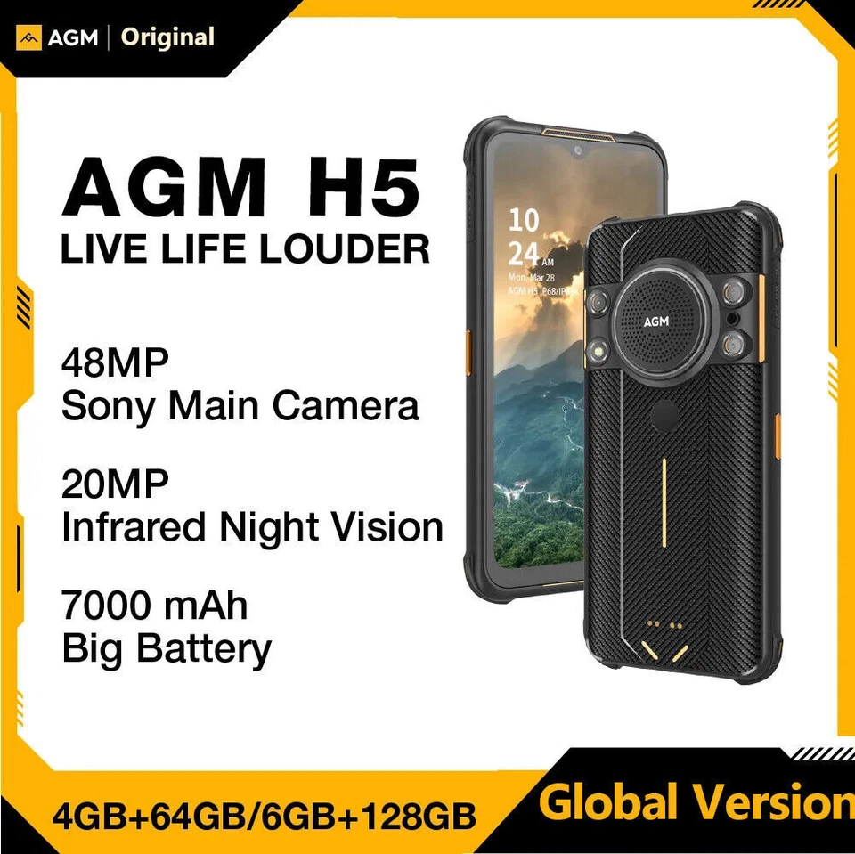AGM H5 Global Smartphone 128GB 7000MAH IP68/IP69K 3.5W Loud Speaker Night Vision - Image 2 of 4
