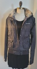 Element Womens Parka Jacket Brown Snap Zip Hooded Faux Fur Lined Flap Pockets M
