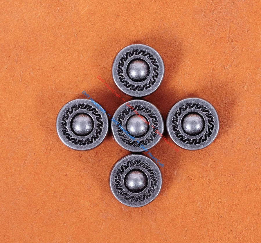 50X Retro Silver Round Floral Metal Leathercraft Decor Fast Rivet Stud Conchos - Image 2 of 4