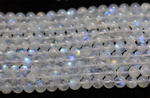 Natural Genuine High Quality Flash Blue Light Moonstone Round Beads 4-12mm 16" - Picture 2 of 3