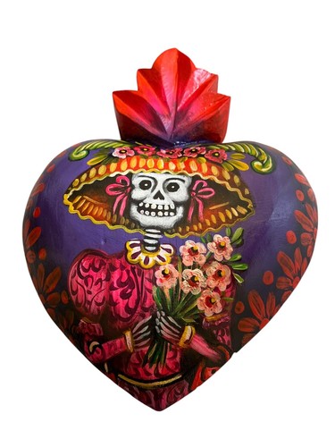 CATRINA Heart, DAY of the DEAD Mexican Corazon, Large 12” - Picture 3 of 7