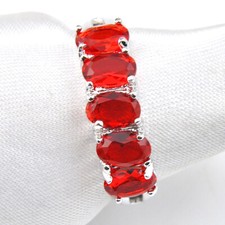 Handmade Jewelry Oval Cut Red Garnet Gemstone Silver Lady Rings Size 6-10