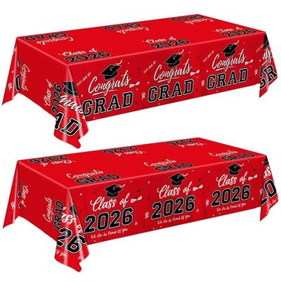 Graduation Tablecloth, Red Graduation Decorations Class of 2026, 2 Pack Dispo...