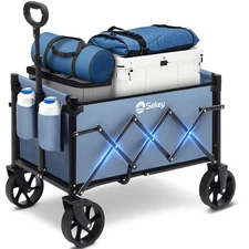 Heavy Duty Wagon with Big Wheels, Foldable Cart with 220LBS Capacity, Utility...