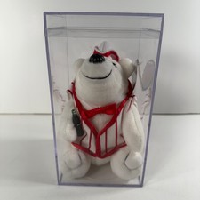 1998 Collectible Coca Cola Bean Bag Plush Polar Bear in Soda Fountain Outfit