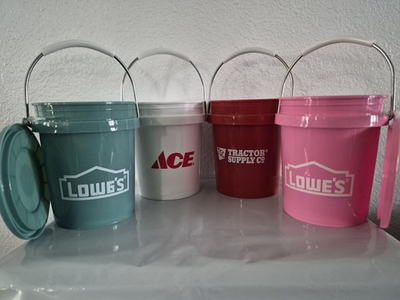 #ad NEW MINI BUCKETS Set Of 4 LOWES RARE TEAL amp; PINK ACE AND TRACTOR SUPPLY $25.00