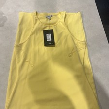 Fashion Nova Golden Yellow Ribbed Womens Stretch Bodycon Mini Dress Size S Small