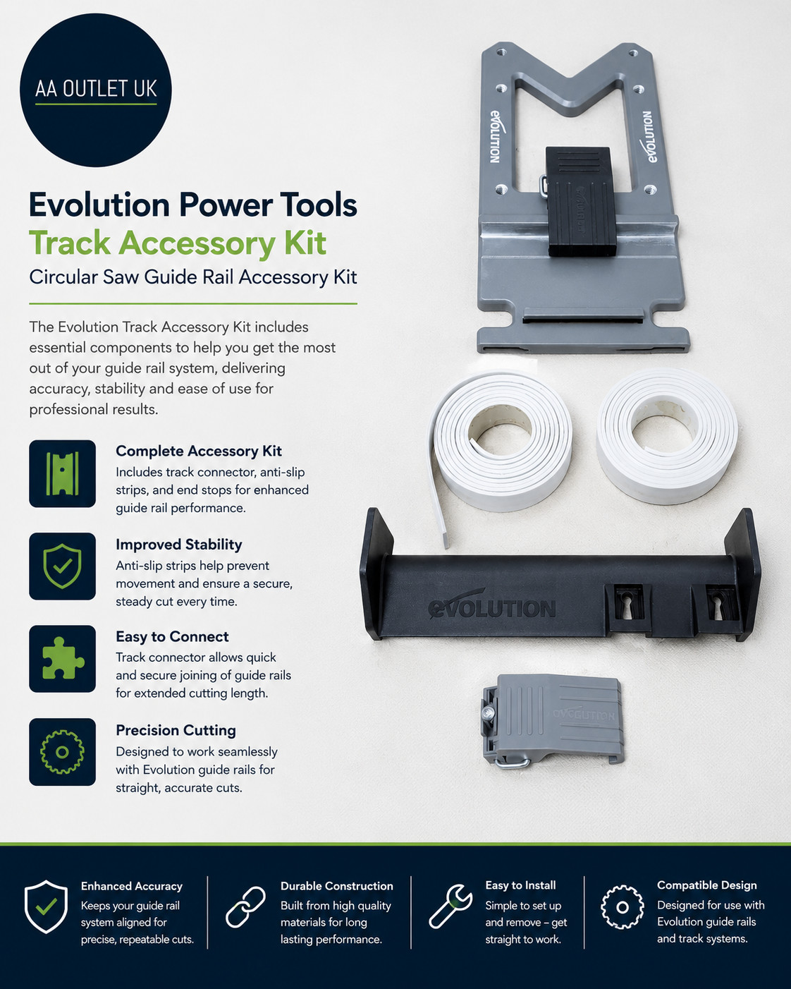 Evolution Power Tools Track Accessory Kit Circular Saw Guide Rail Adjustable