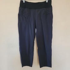 PrAna Summit Crop Pants Womens Size Large Hiking Nylon Pull On Gray Pockets