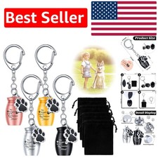 Stainless Steel Dog Memorial Urn Keychains - 4 Elegant Options with Velvet Bags