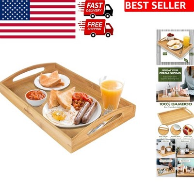 Eco-Friendly Bamboo Serving Tray with Handles - Versatile & Durable