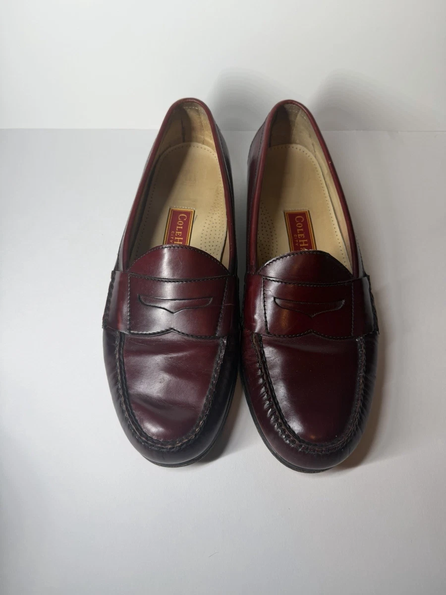 cole haan burgundy dress shoes Cole Haan Made n ENGLAND Burgundy Football Leather Oxford Wingtip Dress Shoes 11