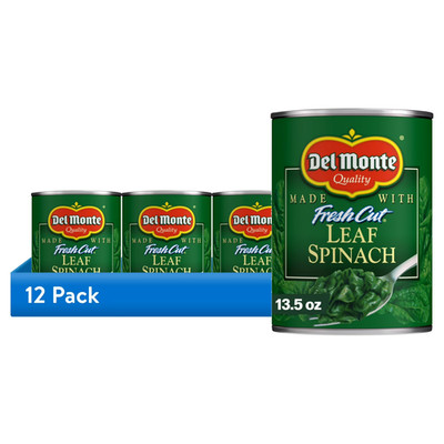 (12 Pack) Fresh Cut Leaf Spinach, 13.5 Oz Can, Canned Vegetables
