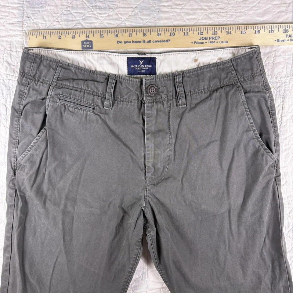 American Eagle Pants Mens 33x30 Gray Original Straight Casual Chino Cotton - Image 4 of 4